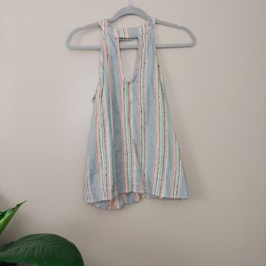 Sleeveless Blue Rain Top Small Blue Green